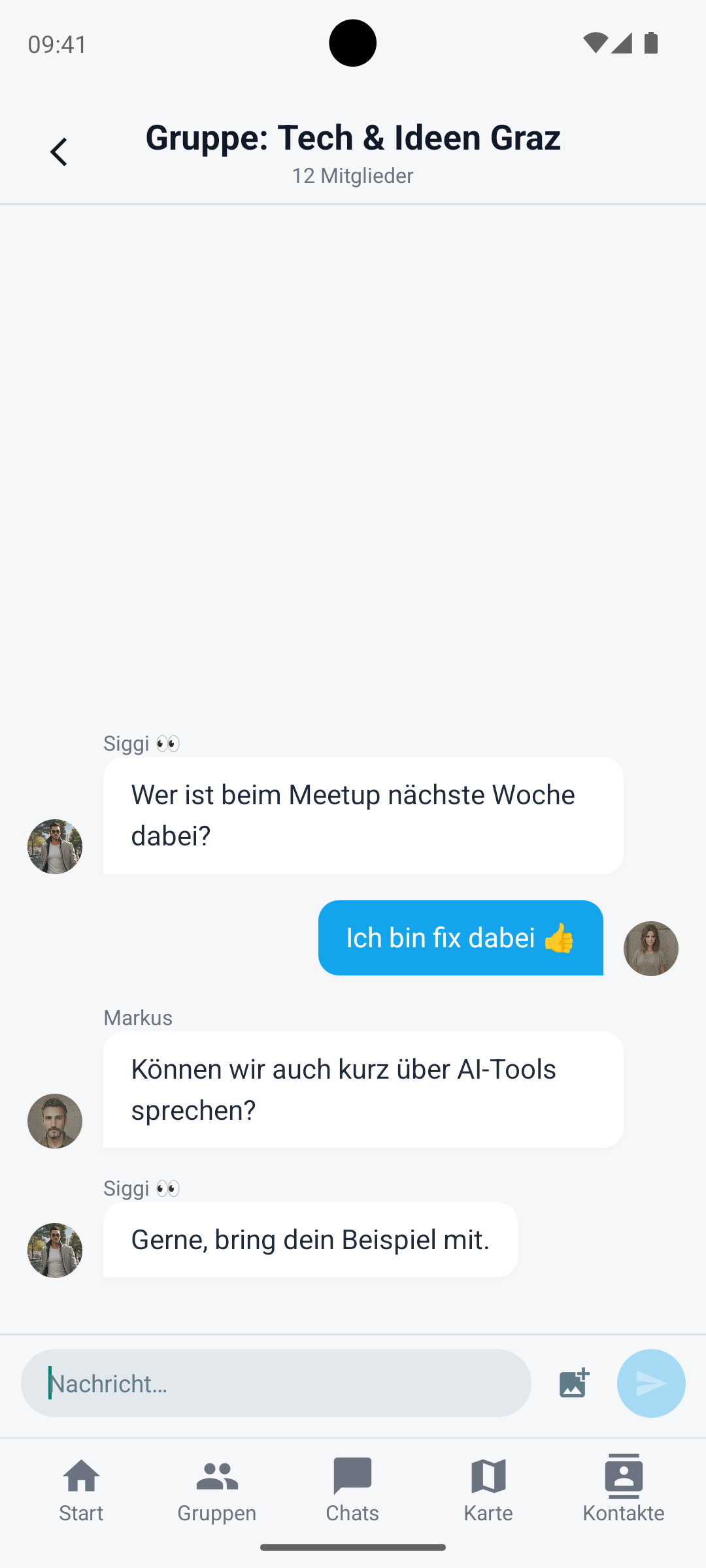 MeetVia Screenshot 4 - Chat and exchange